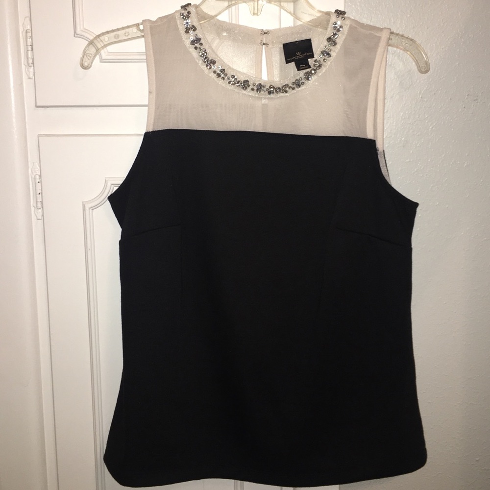 Jeweled Black and Cream Blouse
